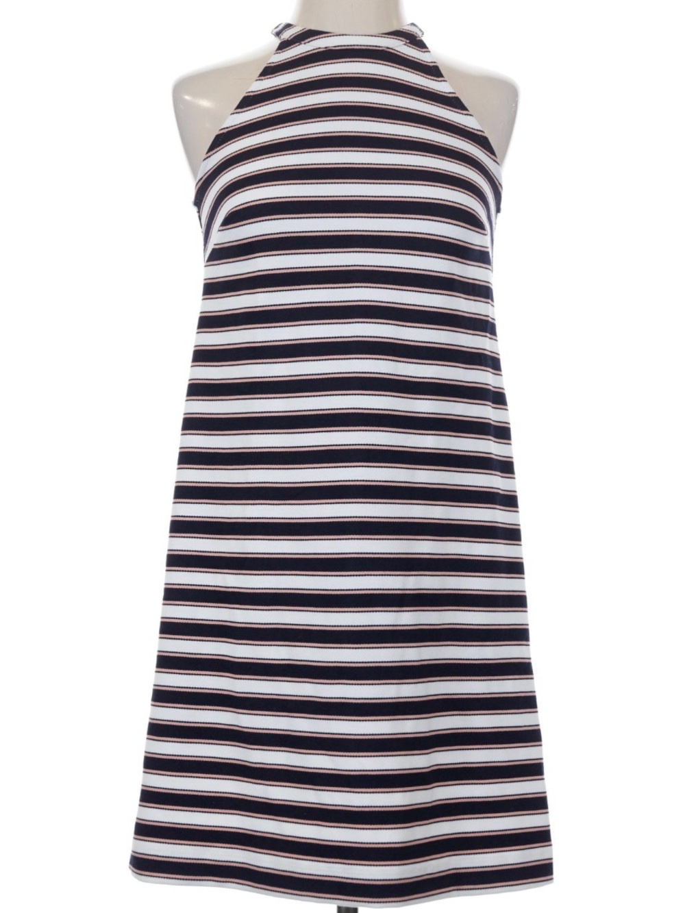 Ann Taylor Factory Striped Halter Shift Dress in Navy, Pink, and White (Size 4)